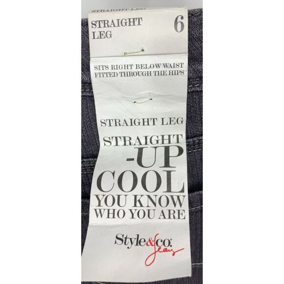 Style & Co Jeans Size 6 Grey Straight Leg Cool Stretch Denim Mid Rise Women New - Picture 5 of 8